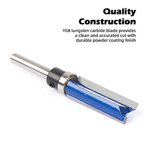 KOWOOD Plus Pattern Flush Trim Router Bit Set, 1/4 Inch Shank, Top Bearing Flush Trim Bit Kit. Cutting Height in 25/64”, 3/4”, 1”, 1-1/2”. With KOWOOD