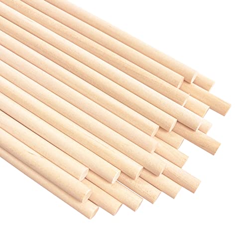 KTOJOY 25PCS Dowel Rods Wood Sticks Wooden Dowel Rods - 1/4 x 12 Inch Precut Dowels for Crafting, Hardwood Dowel Rod Assortment, Wooden Rod Sticks KTOJOY
