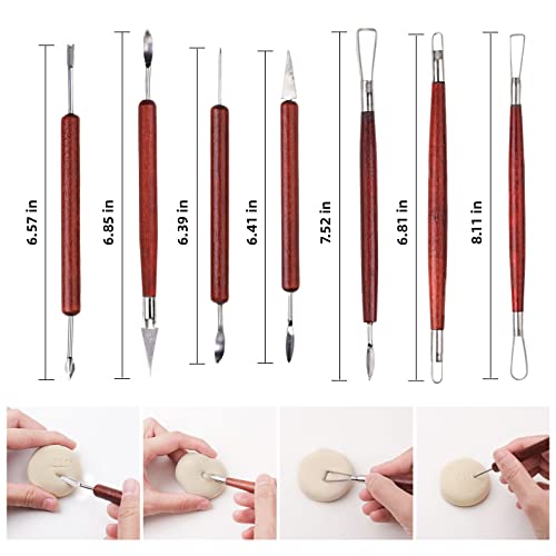 Blisstime 18PCS Clay Sculpting Tools, Basic Clay Pottery Carving Tool Kit with Wooden Handles and Tool Bag Blisstime
