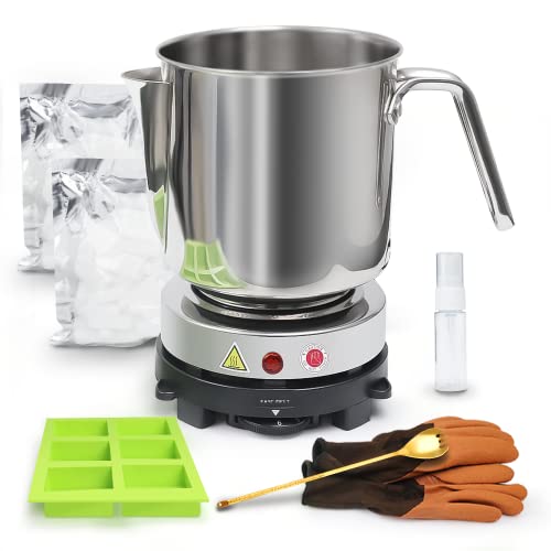 Fast METL Soap Making Kit with Electronic Hot Plate, Basic DIY Soap Making Supplies Including 1.1 lb Glycerin Soap Base, Pouring Pot, Silicon Mold FAST MELT