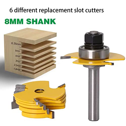 Domino Joiner Tool, Domino Joiner, 3 Wing Adjustable Woodworking Router Bit Dove Tailing Router Jig 8mm Shank for Plywood for Medium Density Azoiikwd