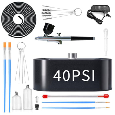Airbrush Kit Multi-Function 40PSI Airbrush Set with Compressor for Painting Air Brush Set for Cake Decoration Makeup Art Craft Nail Design Airbrush