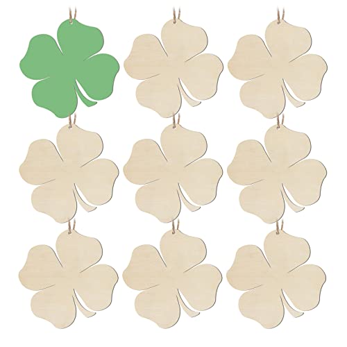 Shamrock Wooden Crafts Clover Shape Haning Wood with Rope Party Wall St.Patrick's Day Decoration 20pcs