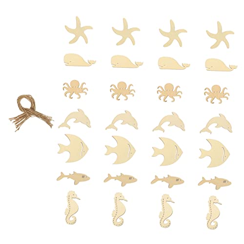 ibasenice 56 Pcs Ocean Cartoon Wood Chips Ornaments for Kids Unfinished  Wood Seahorse Ocean Life Cutouts Wood Paint for Crafts Wood Cutouts for  Crafts