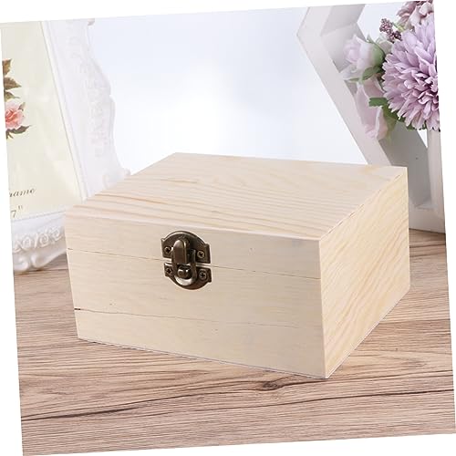 NOLITOY 1pc Box Unfinished Wooden Chest Unfinished Wood Treasure Chest Unfinished Wooden Jewelry Storage Unfinished Drawer Case Wood Crafts Wooden NOLITOY