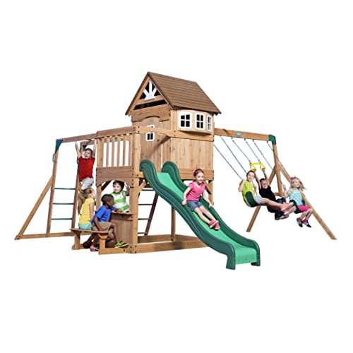 Backyard Discovery Montpelier All Cedar Wood Playset Swing Set Backyard Discovery