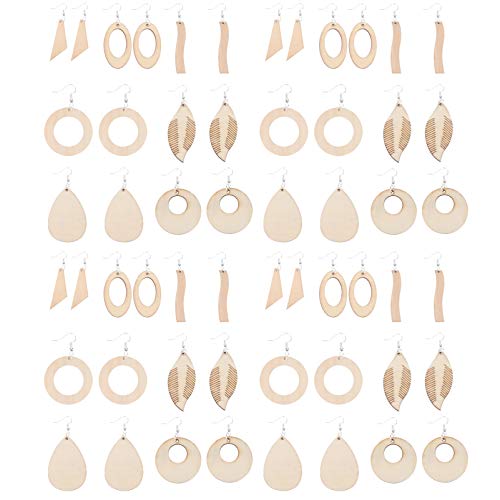 Wooden Dangle Earring Making Kit The Natural Wood Pendants are Made of Wood, Durable and Safe to wear, Also Lightweight, Wont Produce Much Burden to EXCEART
