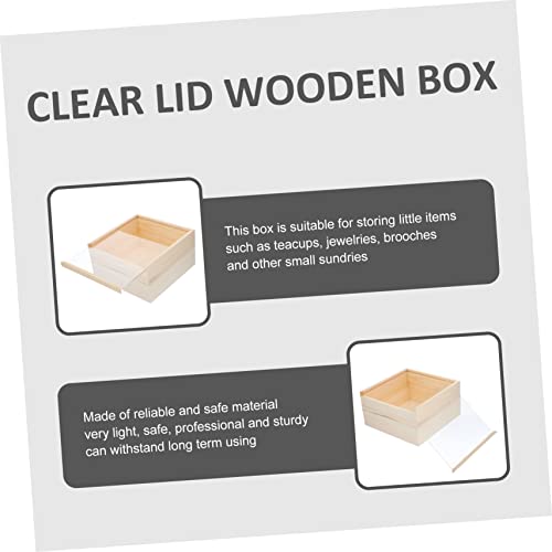 TEHAUX Box Storage Wooden Box Wood Crates Unfinished Kids Piggy Bank Wooden Case with Lid Shadow Display Case Kids Cookbook Wooden Jewelry Storage TEHAUX