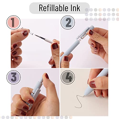 Mr. Pen- Retractable Gel Pens, 6 Pack, Morandi Barrels, Japanese Black Gel Pens, Fast Dry, Gel Pens Fine Point 0.5mm, Cute Pens, Gel Ink Pens, Black Mr. Pen