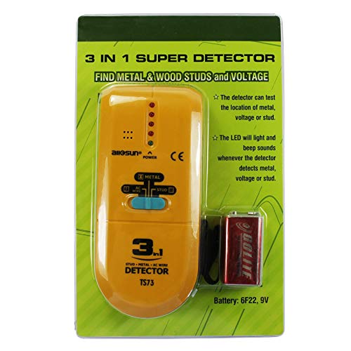 ALLOSUN TS73 3 in 1 LED Wood Stud FinderMulti Stud ScannerElectronic Stud Sensor Wire Cable Wall Metal Detector Finder Home Decoration, yellow ALLOSUN