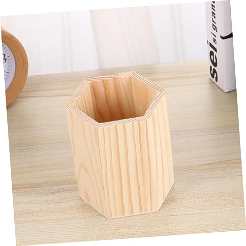 KALLORY 2 Pcs Wood Pencil Stand Silverware Holder Wood Boxes for Crafts Wood Pencil Rack Unfinished Pencil Holder to Paint Wood Pencil Cup Makeup KALLORY