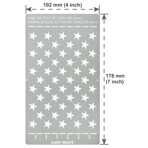Aleks Melnyk No.429 Metal Stencil, American Flag 50 Star Stencil, Canton, Small Stencil, 1 PC, Template for Wood Burning, Engraving, Crafting, Aleks Melnyk