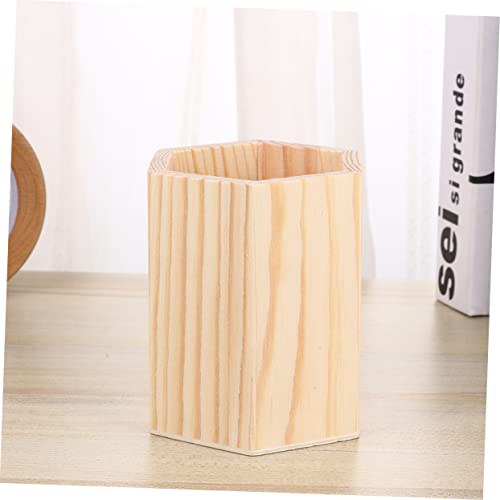 KALLORY 2 Pcs Wood Pencil Stand Silverware Holder Wood Boxes for Crafts Wood Pencil Rack Unfinished Pencil Holder to Paint Wood Pencil Cup Makeup KALLORY