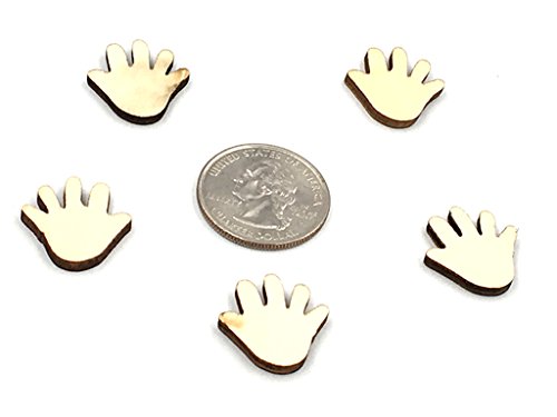 Kinteshun Natural Wood Unfinished Cutout Veneers Slices for Patchwork DIY Crafting Decoration(100pcs,Hand Shape) Kinteshun