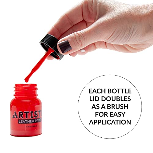 Leather Paint Set with Brushes - 12 x 30ml Acrylic Paints Leather Dye Set for Shoes Bags Boots Sneakers Jackets Car Seat Leather ARTISTIK