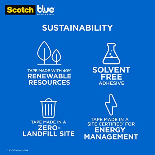ScotchBlue Sharp Lines Multi-Surface Painter's Tape, 1.41 Inches x 60 Yards, 3 Rolls, Blue, Paint Tape Protects Surfaces and Removes Easily, Scotch