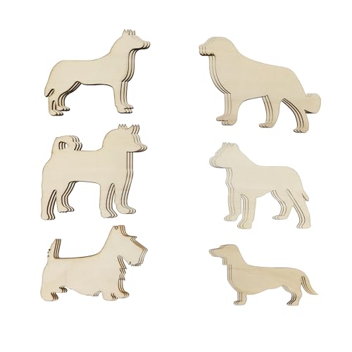 30 Pack Dog Wood Cutouts for Crafts Unfinished Wooden Dog Puppy Paint Crafts Wooden Animal Hanging Ornaments DIY Dog Craft Puppy Gift Tags for Home