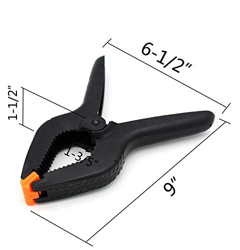 Tueascallk 9" Heavy Duty Nylon Spring Clamps, Woodworking Clamp, for Home Improvement and Photography Projects, The Maximum Opening of the Jaw is Tueascallk