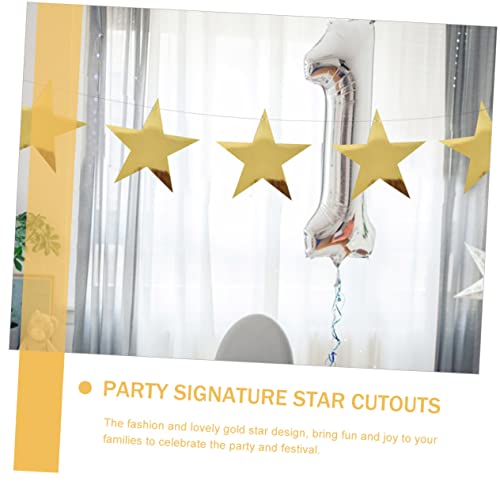 VOSAREA 20pcs Holiday Decorations Star Garland Metal Wreath Gold Trim Glitter Star Cutouts Hanging Glitter Paper Stars Gold Star Hanging Decor Paper VOSAREA
