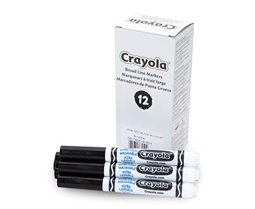 Crayola Washable Markers - Black (12ct), Kids Broad Line Markers, Bulk Markers for Classrooms & Teachers Crayola