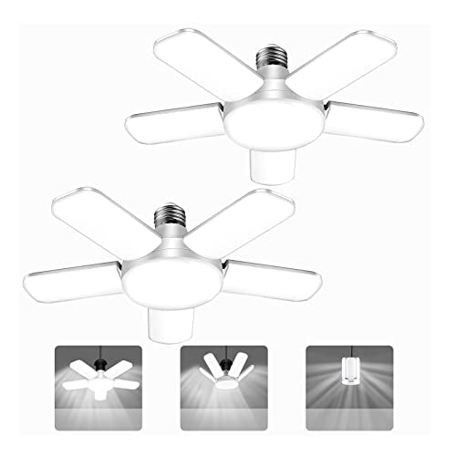 Kofarrten LED Garage Lights, 80W LED Garage Ceiling Lights with 5 Deformable Panels, 8000LM LED Shop Lights for Garage E26/E27 LED Light Bulbs for Kofarrten