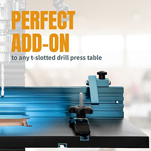 POWERTEC 24" Drill Press Fence Set w/T Slot Fence, Mounting Brackets, Flip Stops, Hold Down Clamps, Hardware for T-Slot Drill Press Table Tops, 71633 POWERTEC