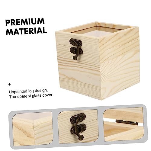 ABOOFAN 3 Pcs Wooden Box with Glass Lid Jewelry Gift Boxes for Earrings Jewelry Container Plain Gift Boxes Earring Display Holder Glass Jewelry ABOOFAN