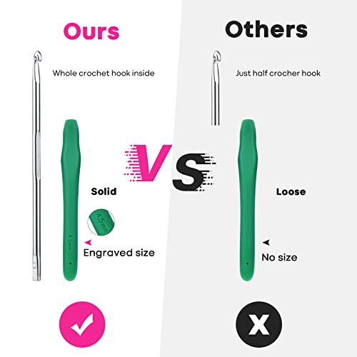 RealPlus 12 Sizes Crochet Hooks Set for Arthritic Hands, Ergonomic Soft Grip Handles, Crochet Kit for Beginners, Christmas Gifts for Women, Large RealPlus