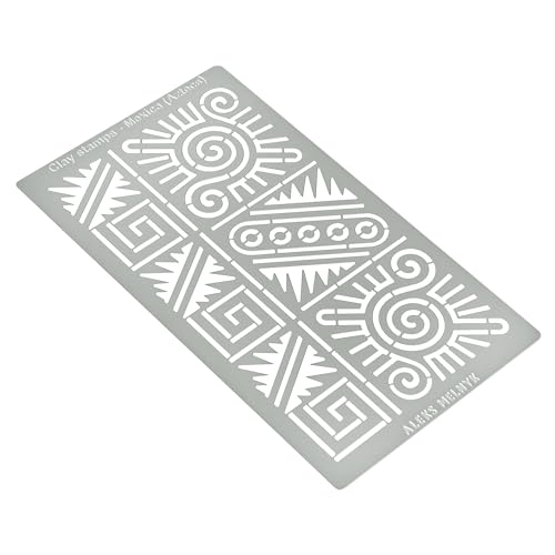 Aleks Melnyk No.433 Metal Stencil, Aztec Stencil Patterns and Symbols, Small Stencil, 1 PC, Template for Wood Burning, Engraving, Crafting, Aleks Melnyk