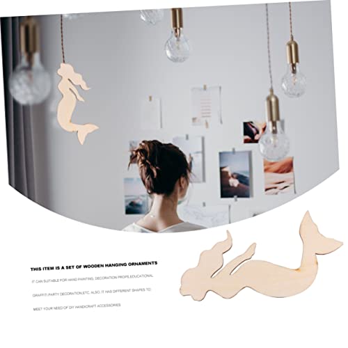 18 Pcs Blank Wooden chip Decorate Seaside Accessories Natural Wood Slices Beach Wood Carving Bamboo Wood Manual Crafts Blank Ornaments Wood Grain COHEALI