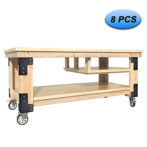 vikofan 8pcs Workbench Brackets Kit with Screws 4x4 4mmThickness Heavy Duty Corner Brackets Perfect for DIY Workbench Projects vikofan