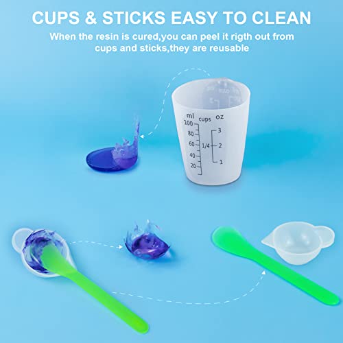Silicone Measuring Cups Tool Kit for Resin, Non-Stick Black Number 250& 100ml Epoxy Mixing Cups, Reusable Resin Supplies with Silicone Mat, Stir Creahaus