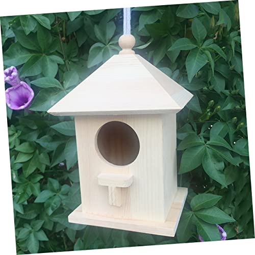Yardwe 2 Pcs Birdhouse Making Kit Hand Decor Unfinished Wood Birdhouse Kits Bird House for Crafts Hanging Bird House Decor DIY Bird House Log Cabin Yardwe