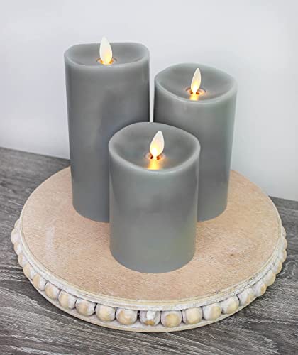 AuldHome Farmhouse Beaded Pedestal Tiered Stands (3-Piece Set, Unfinished); Rustic Wood Beaded Tray Stack AuldHome Design