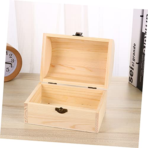 DECHOUS 2pcs Treasure Chest Unfinished Jewelry Case Wooden Jewelry Container Wooden Jewelry Case Wood Jewelry Chest Unfinished Pine Wood Desk Topper DECHOUS