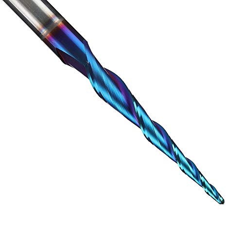 Jiiolioa ZQ21A3 CNC Router Bits 2D&3D Carving 3.6 Deg Tapered Angle 2 Flute Ball Nose 1/4" Shank 1/16"X1 1/2"X1/4"X3" TESTEL