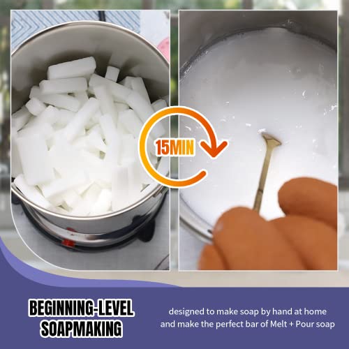 Fast METL Soap Making Kit with Electronic Hot Plate, Basic DIY Soap Making Supplies Including 1.1 lb Glycerin Soap Base, Pouring Pot, Silicon Mold FAST MELT