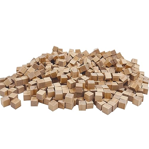 Wood Blocks for Crafting, 1cm Wooden Cubes, Pack of 500 Unfinished Plain Wood Blocks, Small Wooden Blocks Great for DIY Crafts Making GMETNIC