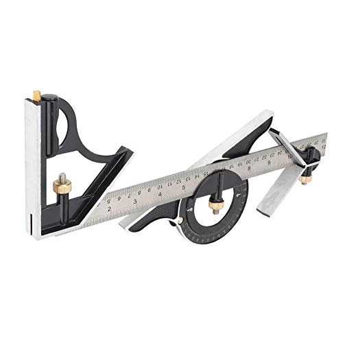 Stainless Steel T Square Ruler, Combination Square Set with Protractor, Stainless Steel Angle Ruler 0-180° Combination Tri Square 0.01 Protractor 125