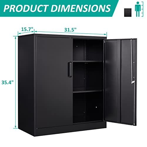 Metal Storage Cabinet Locked Steel Cabinet with 2 Adjustable Shelves Office Cabinet Locking Tool Cabinets Kitchen Storage Cabinet metal locker Small SISESOL