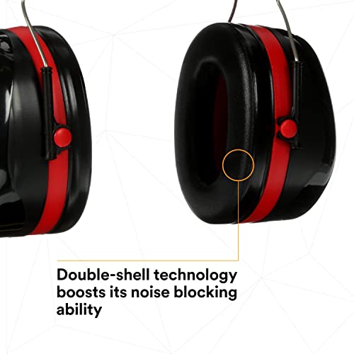 3M H10A Peltor Optime 105 Over the Head Earmuff, Ear Protectors, Hearing Protection, NRR 30 dB,Black, Red 3M