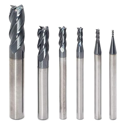 OSCARBIDE Carbide End Mill Set for Steel 4 Flutes CNC Spiral Router Bits 6 Pieces,Square CNC Spiral Router Bits Carbide Dia(1 2 3 4 6 8mm) Tian OSCARBIDE