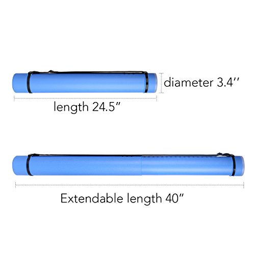 TRANSON Poster Tube Storage Extendable for Posters, Blueprints, Map and Scrolls Color Blue TRANSON