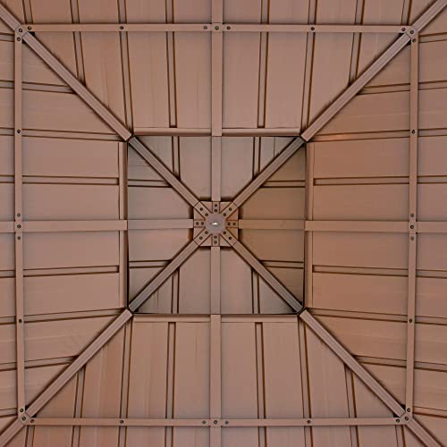 Outsunny 10' x 10' Hardtop Gazebo with Galvanized Steel Double Roof, Wooden Frame, Permanent Pavilion with Ceiling Light Hook, for Garden, Patio, Outsunny