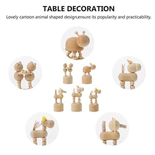 BESPORTBLE 4pcs Wooden Push Up Toys Dog Elephant Unfinished Wooden Peg Doll Kids Finger Puppets Wood Animal Figurines Dancing Animal Giraffe Press BESPORTBLE