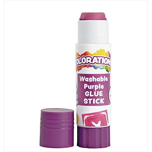 Colorations® Small Washable Disappearing Purple Glue Sticks in a Tray, Set of 12, Each 0.32 oz, Non Toxic & Acid Free, Easy to See Where it is Colorations