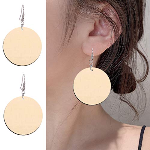 50pcs Geometric Earrings Wood Discs for Crafts Ear Jewelry Gift Decorative Earrings Wood Slices Bulk Unfinished Earrings paintable Earrings Thick Kisangel