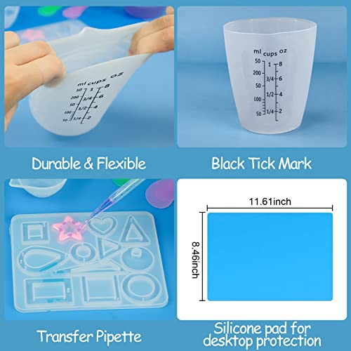Silicone Measuring Cups Tool Kit for Resin, Non-Stick Black Number 250& 100ml Epoxy Mixing Cups, Reusable Resin Supplies with Silicone Mat, Stir Creahaus