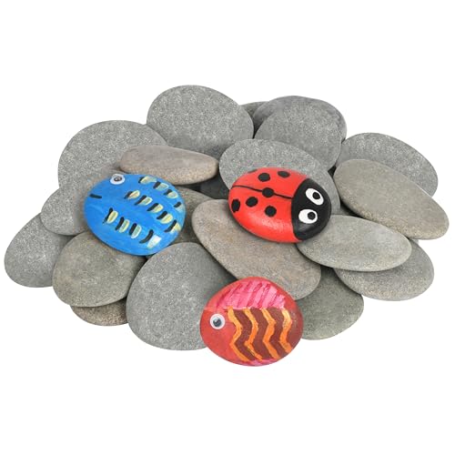 Simetufy 25 Pcs River Rocks for Painting, 2"-3" Painting Rocks, Flat & Smooth Rocks to Paint, Hand Picked Natural Stones for Painting, Cheap Crafts Simetufy