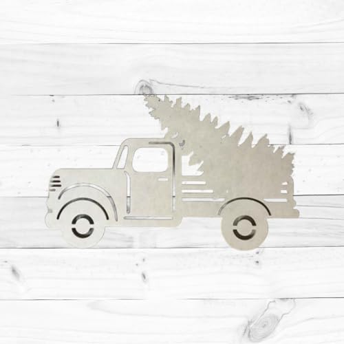 Antique Pickup Truck with Christmas Tree Shape, Unfinished Winter Holiday Wood Craft, Build-A-Cross Build-A-Cross